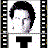 A 3x3 contact sheet of an animated filmstrip-style icon featuring a pixelated Tom Cruise face and the text "TOM CRUISE" in bold black letters on white background with film sprocket holes.