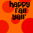 Static image with orange background and red circles, displaying text 'happy fall y'all' in black pixelated font.