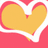 Pixelated heart-shaped icon with yellow interior and pink border, featuring blue text reading 'mouscater krityn jeca monca! ily ppls!' on a pink background.