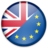 Circular icon split into two halves: left shows Union Jack, right shows EU flag with yellow stars on blue background.