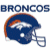 A split-screen animated contact sheet showing two frames of a Denver Broncos football helmet icon on the left and green text reading Original Icons .com on the right against a dark background.
