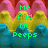 Pixelated image with layered pink, yellow, and blue shapes and green text reading "Me And My Peeps We All Be BALLINNHH!! <3".