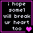 Black background with white pixelated text reading "i hope some1 will break ur heart too" and pink border, featuring animated purple hearts.