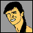 Pixelated image of a person with long dark hair and a yellow top on a gray background, next to a blue with white text reading MULLETS ROCK! and star-like symbols