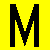 Yellow background with black pixelated text arranged in a spelling 'MUSTER!' across five