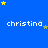 Blue background with repeated white text 'christina' and scattered yellow and light blue stars, partially cropped on the right.