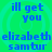 Static image with bright green background and repeating blue text reading "ill get you elizabeth samtur" in pixelated font.