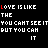 Pixelated text on black background with red, white, blue, and brown lettering; 'LOVE IS LIKE THE WIND' phrase appears in multiple variations.