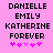 Pixelated text on pink background with two of five pink hearts below, showing slight animation in heart positions