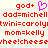 Pixelated red text and a pink heart icon on a light background, with repeated phrases like 'god+', 'dad=michell', 'twin=carolyk', 'mom=kelly', and 'cheese' in two