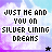 Pixelated text reads 'JUST ME AND YOU ON SILVER LINING DREAMS' over a pastel cloud background with purple and blue hues, featuring small black stars.