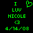 Green pixelated text and symbols on black background with heart symbol above 'LUV' in left , identical right