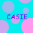 Pixelated cyan background with overlapping pink and purple circles; four instances of 'CASIE' text in purple pixel font.