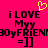 Pixelated text and symbols on a bright pink background with yellow heart above 'i LOVE Myy 3DyFRIEND3Dy =]]' in black block letters.