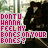 Pixelated image with pink text on gray background and dark figure in blurred greenish-brown backdrop.