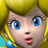 Pixelated close-up of a character with blonde hair, blue eyes, and pink lips against a yellow background.