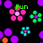 Pixelated floral pattern with purple, pink, green, and cyan flowers on black background, featuring green text reading "Fun," "Funky & Fabulous," and "Girl."
