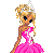 Pixel art character in pink dress with crown next to pink text reading 'look mommy im'a pincress' on white background