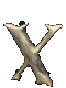 nine X-shaped icons with varying textures and effects, including bone-like, moss-covered, dark metallic, and starry versions against a gray background