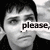Black-and-white pixelated image of a person with text overlays reading 'please' and 'don't make me cry.'