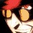 Pixelated character with red hat and glowing orange eyes in four distinct poses showing facial expressions and head angles.