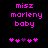 Pixelated text 'misz marleny baby' in bright pink on black background with five pink hearts and one purple heart below, two identical frames side-by-side.