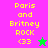 Pixelated text "Paris and Britney ROCK <33" with a star icon on two background colors, one pink and green split vertically.