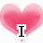 A static image of three pink heart shapes with text overlays reading 'I', 'Miss', and 'U' arranged in a pattern on white background