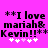 Pixelated text on bright pink background reads "**I love mariah&Kevin!!**" with white and light purple hearts below.