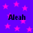 Purple background with pink stars and four instances of the text 'Aleah' in black pixelated font.
