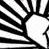 Black-and-white pixelated animation with radiating stripes background and speech bubbles containing text changes.