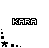 Pixelated 'KARA' text above a star and square arrangement with blue light effects