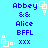 Blue pixelated text on cyan background with white square icons; four identical arranged in a showing repeated text and icon positions