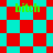 A static image with a red and cyan checkered background, displaying the word 'bitch' in green text at four positions.