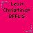 Pixelated pink background with black text reading "Lexi+ Christina= BFFL'S" and cyan star-shaped icons with dotted lines in corners.
