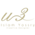 A static pixelated image with a light gray background features stylized golden script and faint text below.