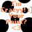 Pixelated orange text on white background with black circular shapes, reading "I'm Crazyy! :] Your Point? <3" in a repeating pattern.