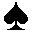Four pixelated playing card suits arranged in a two-by-two on gray background: black spade and club, red heart and diamond