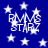 Blue background with white stars and repeated 'RMMS STARZ' text in pixelated style.