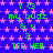 Pixelated blue background with pink stars, green text reading 'i is my budz & u 2 TEE HEE' repeated in a pattern