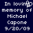 Pixelated text memorializing Michael Capone with date 9/20/09 on dark blue background, featuring a heart symbol replacing the 'g' in 'loving'.