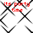 Red text reading 'its party time' overlaid on a black and white geometric pattern of intersecting lines and squares.