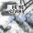 A repeating pattern of pixelated text overlays on a grayscale background with blue accents, featuring phrases like 'GIVE HE' followed by different words.