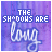 identical purple-toned images showing 'THE SHADOWS ARE long' text with varying color saturation and contrast