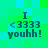 Pixelated green and cyan background with four identical text blocks displaying 'I <3333 youh!' in dark blue