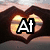 Heart-shaped frame with sunset background displays text 'At Dance' then 'Luvu' in bold white letters with black outlines.