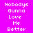 A 4-frame animated contact sheet showing a pixelated text-based animation with alternating highlighted rows on a bright pink background.
