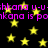 Yellow stars float against a black background with repeated purple text reading "shkana u-u shkana u-u shkana is po" in two horizontal bands.