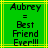Green background with yellow lines and black pixelated text reading 'Aubrey = Best Friend Ever!!!' in two identical side-by-side