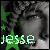 A 4-frame contact sheet of a pixelated animated icon featuring a grayscale portrait with green star overlays and the name "jesse" in bright green text across multiple frames.